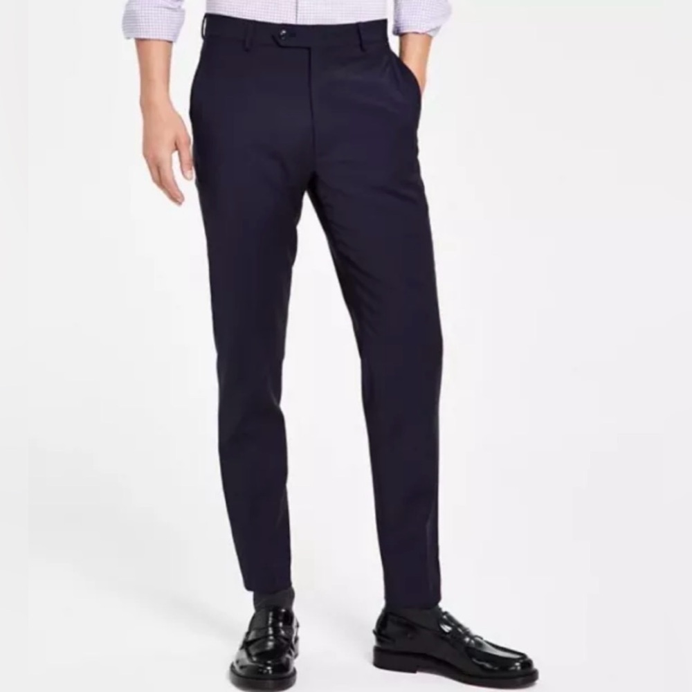 Calvin Klein Men’s Skinny Fit Navy Blue Dress Suit Pants, 32Wx30L